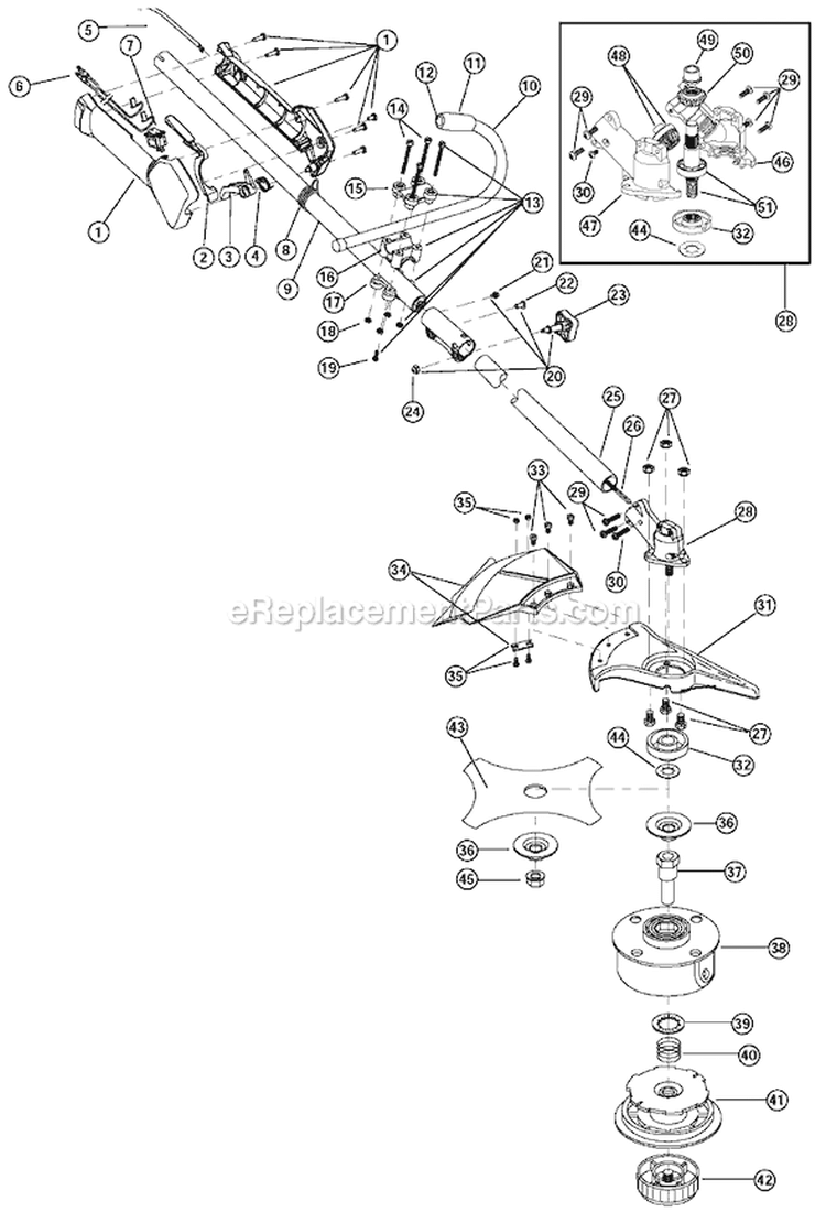 Page A Diagram and Parts List for YM26BC 41AD26BC401 Yard Man Trimmer